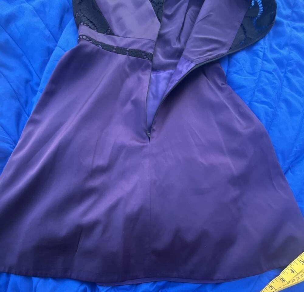 Karen Millen Purple and Black Lace Cap Sleeve Dress US 6 - Picture 13 of 13